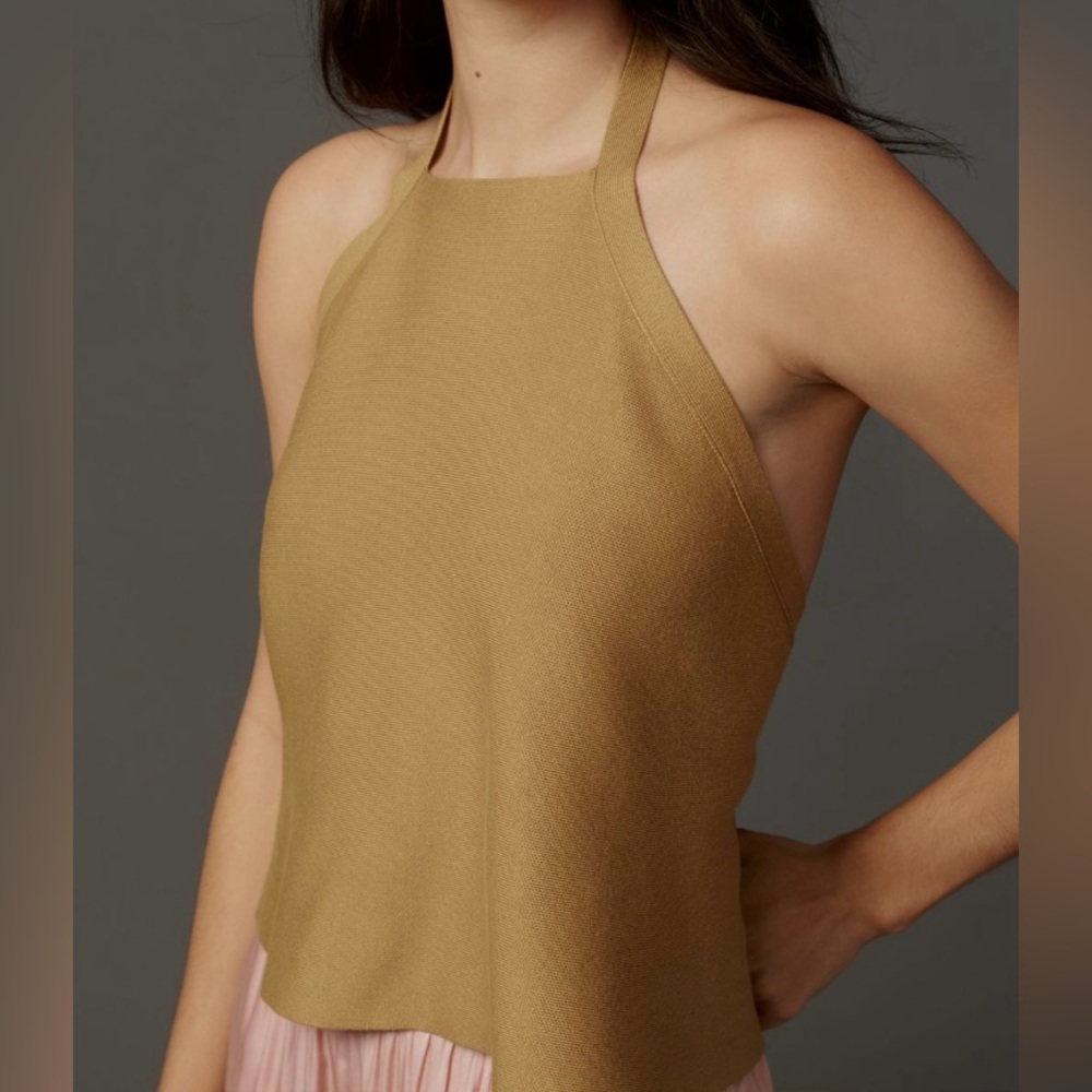 Anthropologie Open Backed Halter Top Sweater Tank